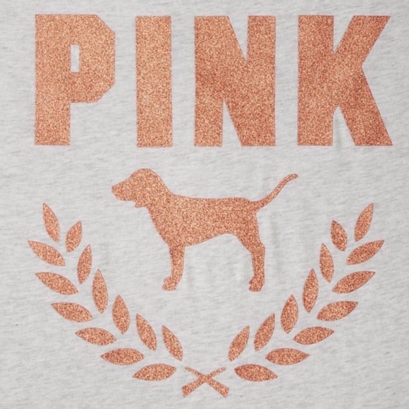 PINK Glitter Shine Long Sleeve Campus Tee L NWT - Picture 7 of 8